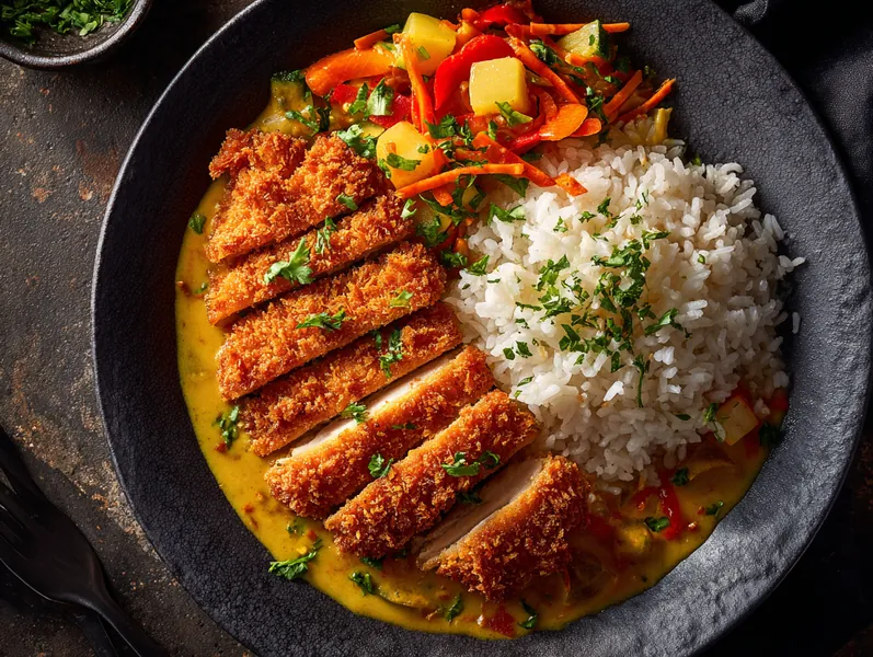Chicken katsu med karrysovs og ris - Functional Foods