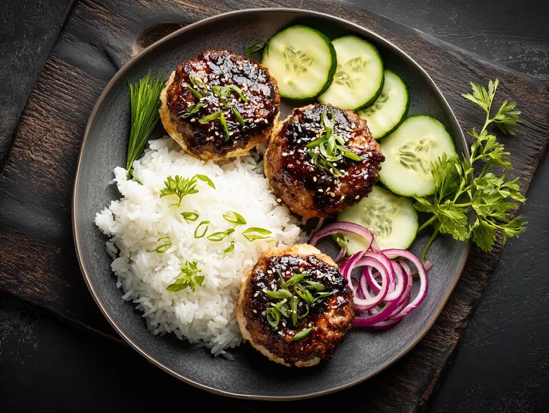 Asiatiske teriyaki burgere med ris - Planomo