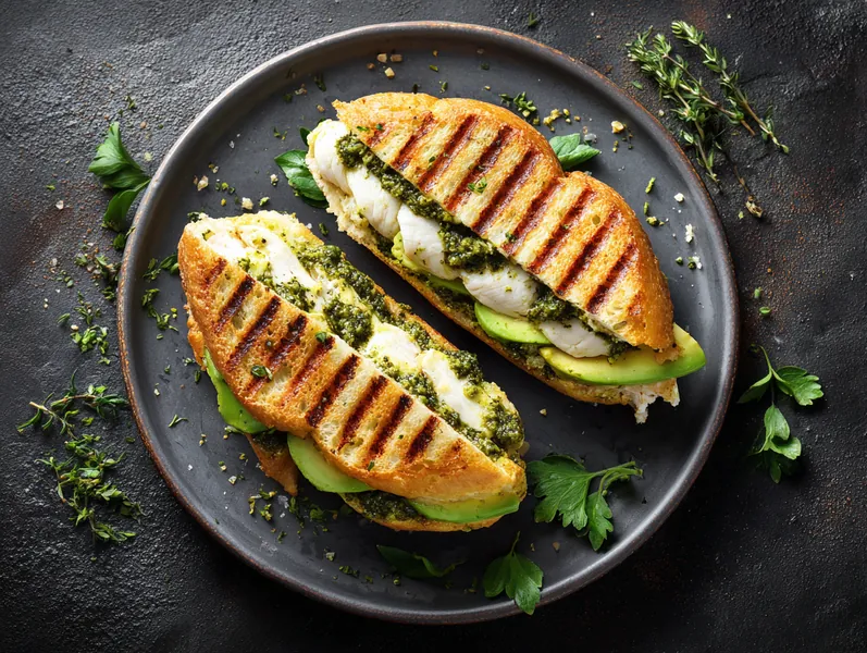 Grillet panini med kylling, pesto og avocado - Planomo