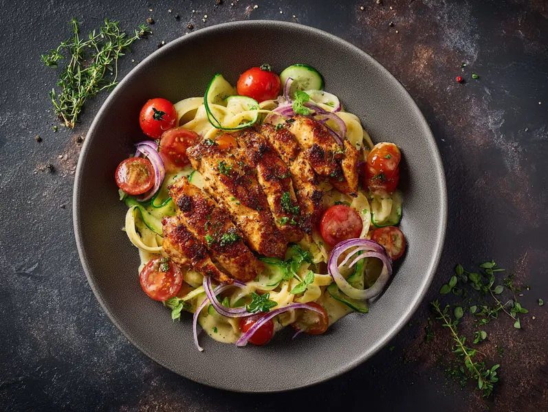 Frisk pasta med cremet kylling og bacon - Planomo