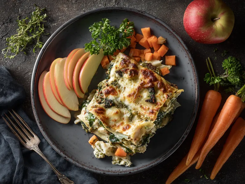 Cremet fiskelasagne med hytteost og pesto - Planomo