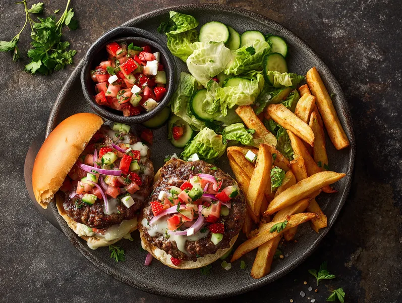 Sommerburger med jordbærsalsa - Planomo