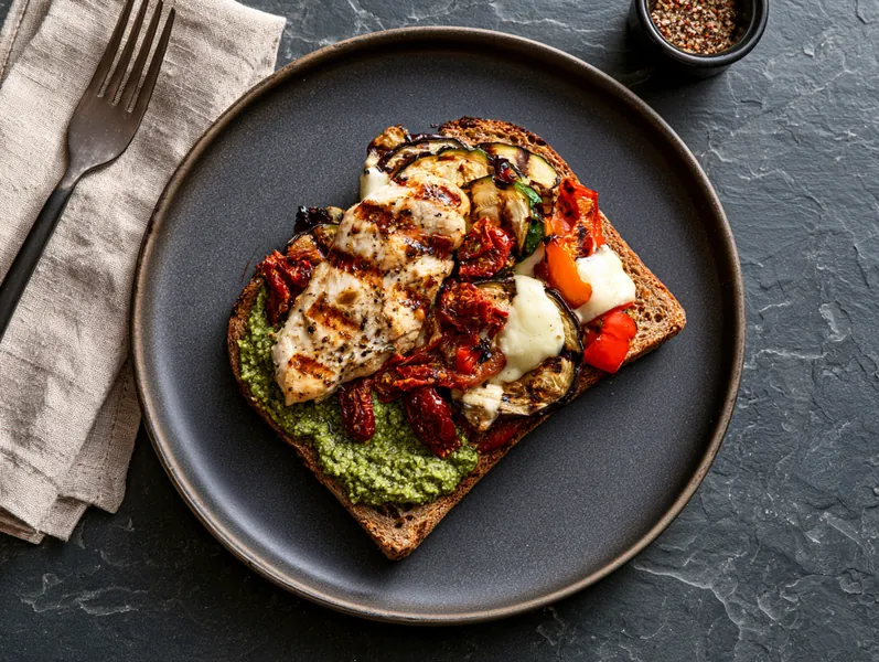 Grov toast med kylling og grillet grønt - Planomo