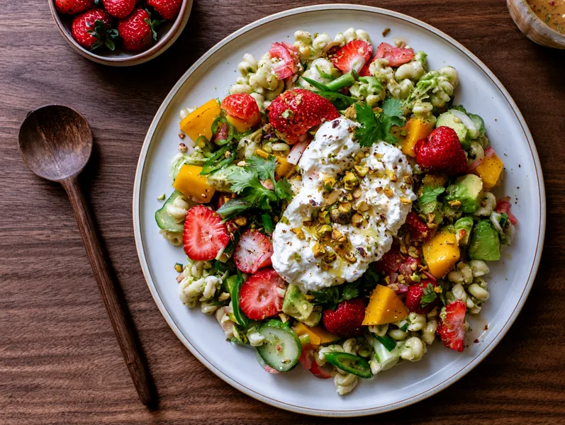 Sommerlig pastasalat med burrata - Planomo