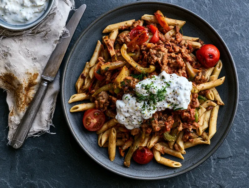 Tyrkisk pasta med oksekød - Planomo