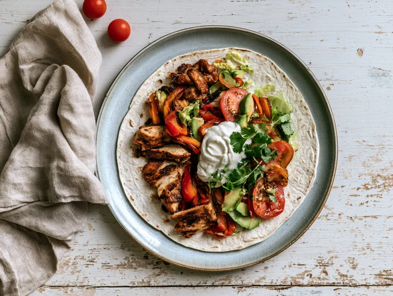 Fyldte tortillapandekager med kylling og grønt - Planomo
