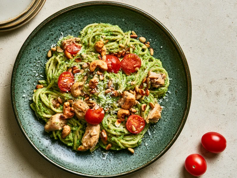 Spaghetti med ærtepesto - Planomo